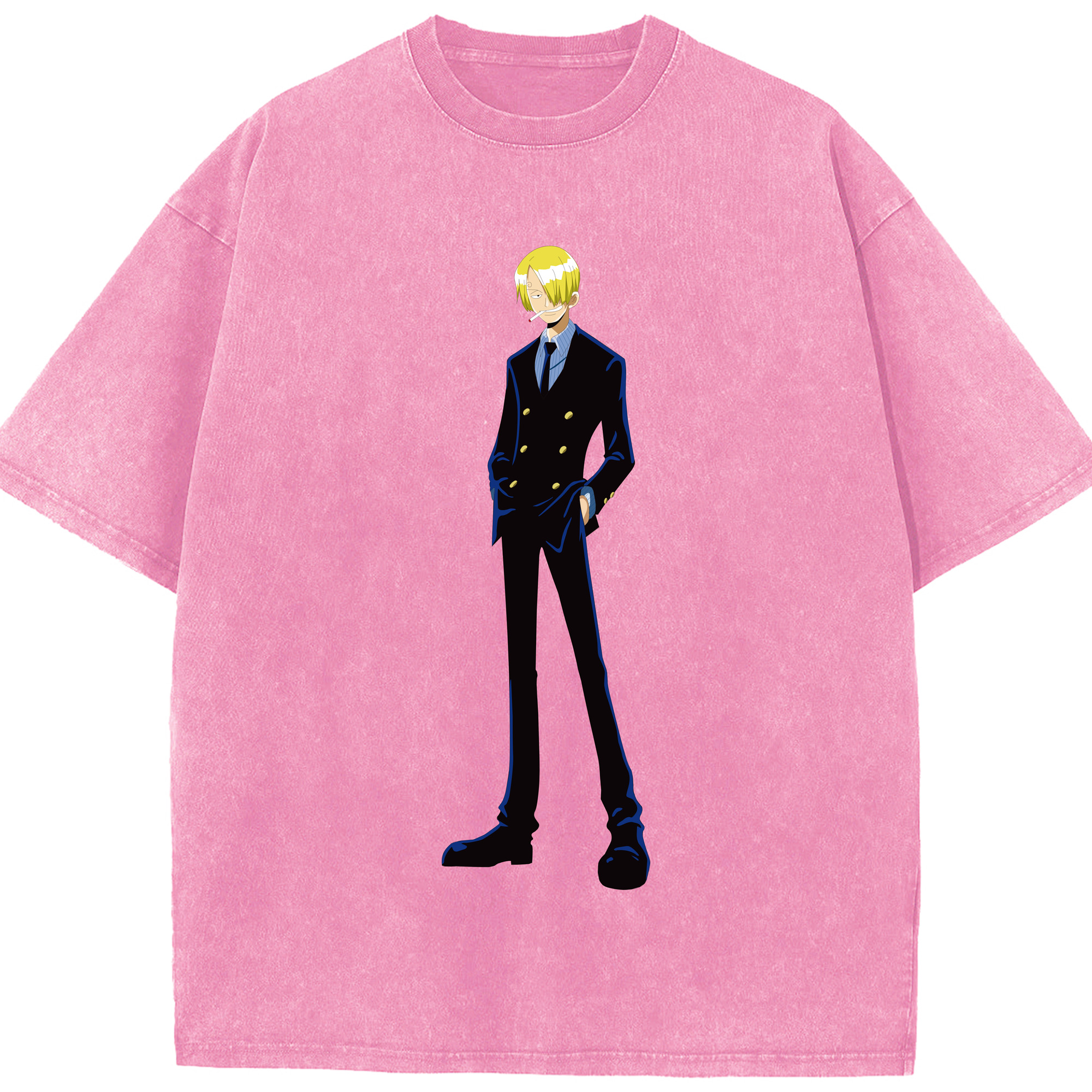 ワンピース サンジ ONE PIECE Sanji 綿100% ヴィンテージ風 半袖Tシャツ（フロントプリント）